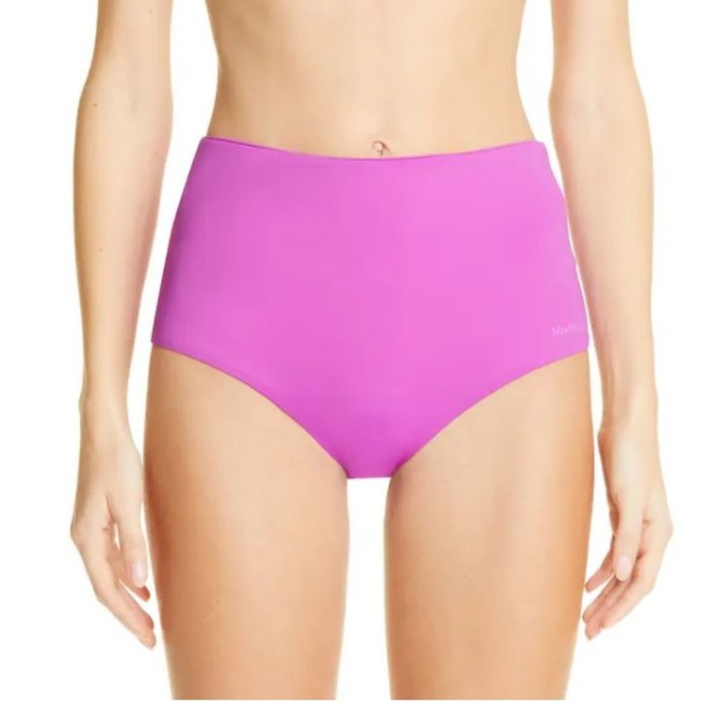 NWOT MAX MARA Two-Piece Swimsuit Purple High Waisted Bikini Bottom USA 6